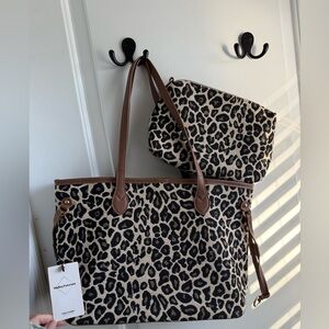 Hadley Futureex Leopard Print Tote and Pouch Set